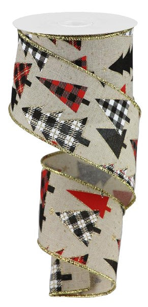 2.5" X 10Yd Plaid Trees On Royal