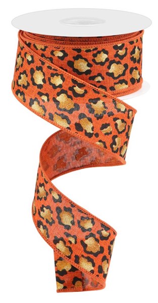1.5"X 10 yd Metallic Animal Print/Royal