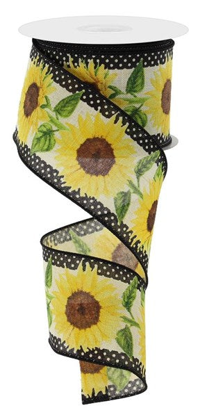 2.5" X 10Yd Sunflowers W/Polka Dots