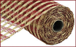 21"X10yd Poly Burlap Check Mesh Beige/Cranberry