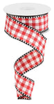 1.5"X10yd Gingham Check red/white