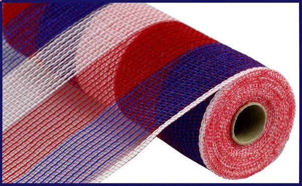 10.5"X10yd Pp/Faux Jute Wide Stripe Mesh red/white/blue RY8317D1
