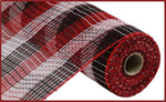 10.25"X10YD PP/FAUX JUTE WIDE CHECK MESH BLACK/RED/WHITE RY8317D6