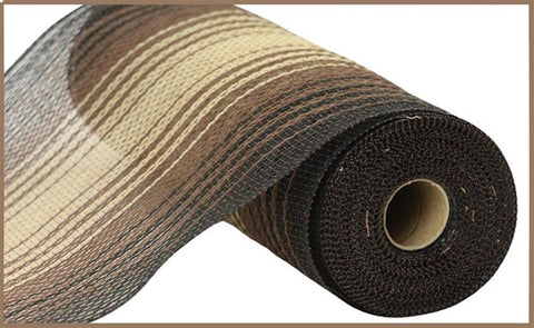 10.25" X 10Yd Faux Jute Ombre Mesh , Chocolate/Black/Natural