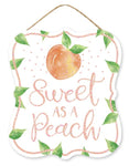 10.5"H X 9"L Sweet As A Peach Sign ,Peach/Green/Iridescent