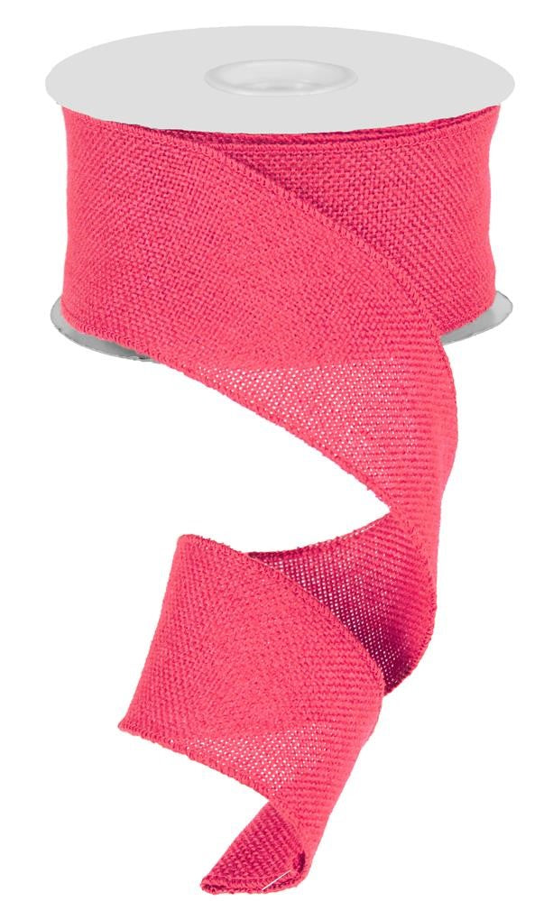 2.5" X 25 YD Faux Burlap Wired Dark Pink