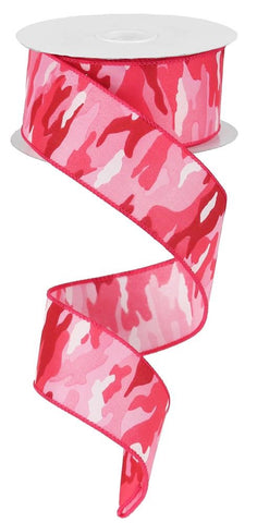 1.5" X 10 YD  Camouflage multi pink