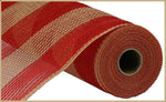 21" X 10 YARD  Red / natural wide stripe mesh