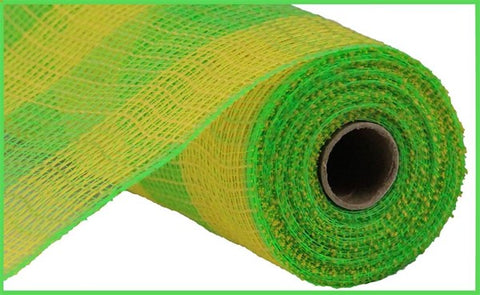 10.5" x 10 yards large check yellow/fresh green mesh