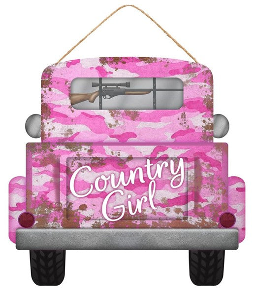12" x 11.5" Country girl Camo truck
