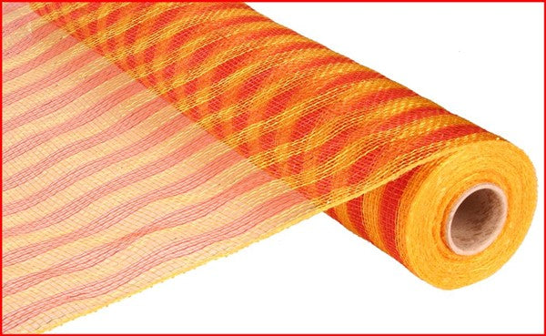 21"X 10 yd Thin Stripe Mesh Gold/Red W/Gold/Red Foil
