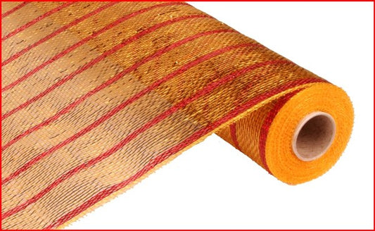 21"X 10 yd Deluxe Metallic Stripe Wide Gold/Thin Laser Red