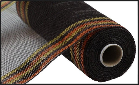 10.25"X 10 yd Border Stripe Metallic Mesh Chocolate/Copper/Gold