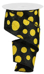 2.5"X 10 yd Giant Polka Dots  Black/Yellow