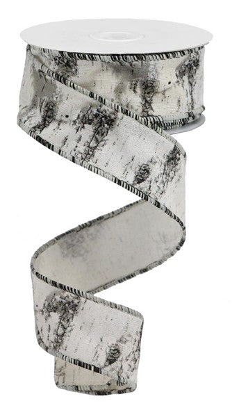 1.5"X 10 yd Birch Bark On Cotton Off White/White/Blk/Grey