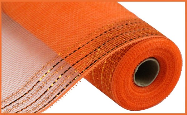 10.5"X 10 yd Tinsel/Foil Wide Border Mesh Orange
