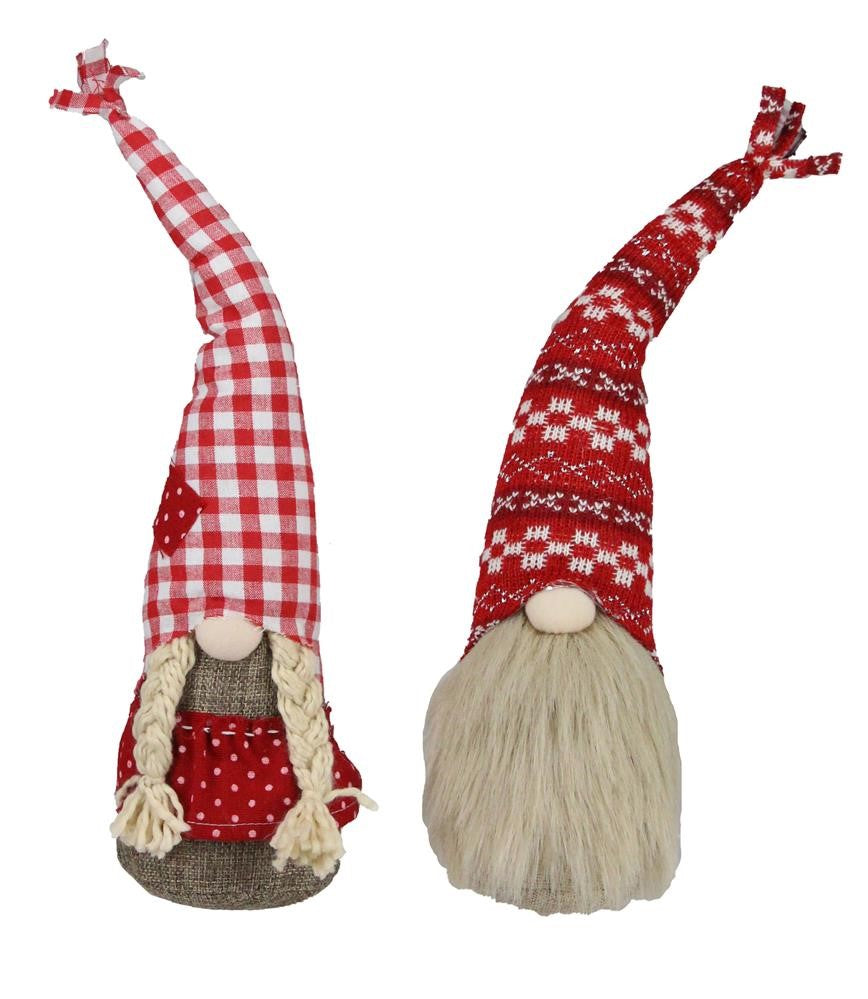 14.5"H Gingham Gnomes Boy/Girl