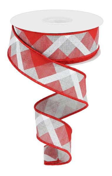 1.5"X 10 yd Printed Plaid On Royal