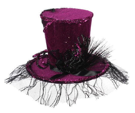 10"Dia Velvet Web Top Hat , Halloween Hat