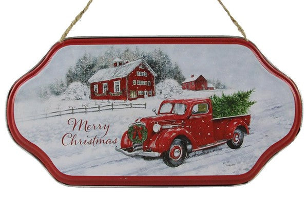 12"W x 5"H Red Truck farmhouse sign