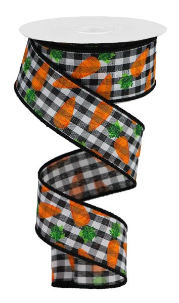 1.5" X 10 yd Carrots On Gingham Check
