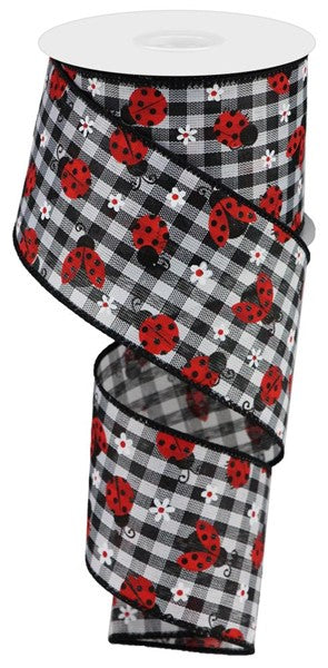2.5"X 10 yd Mini Ladybugs/Check