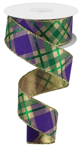 1.5"X 10 yd Glitter Plaid On Metallic