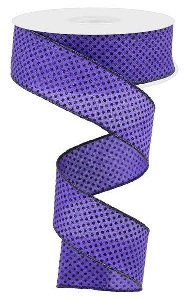 1.5"X 10 yd Glitter Micro Dot On Royal