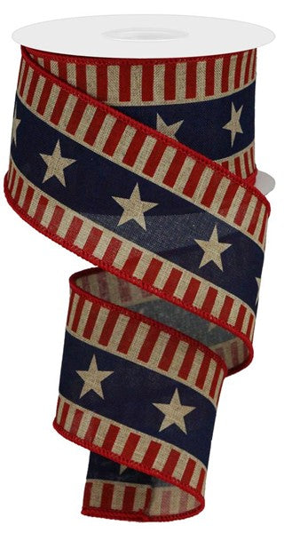 2.5"X 10 yd Bold Stars/Stripes/Royal