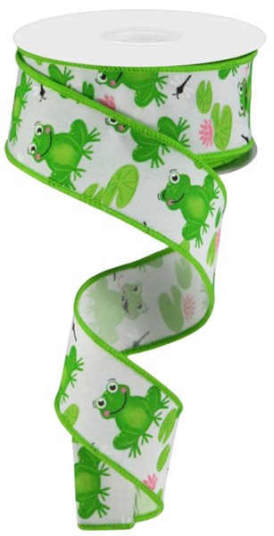 1.5"X 10 yd Frogs On Faux Royal