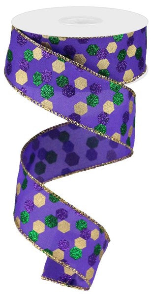 1.5"X 10 yd Glitter Hexagon Dot