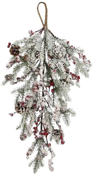 28"L Snow/Berry/Pinecone Teardrop