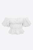 Square Neck Balloon Sleeve Cropped Blouse