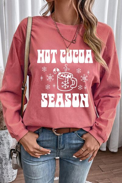 HOT COCOA SEASON Round Neck Sweatshirt