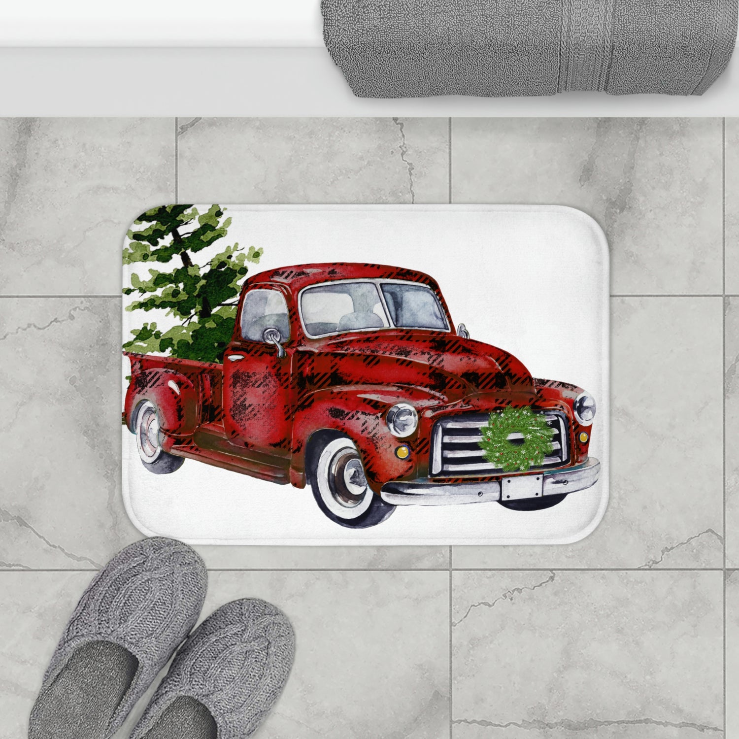 Red truck Bath Mat