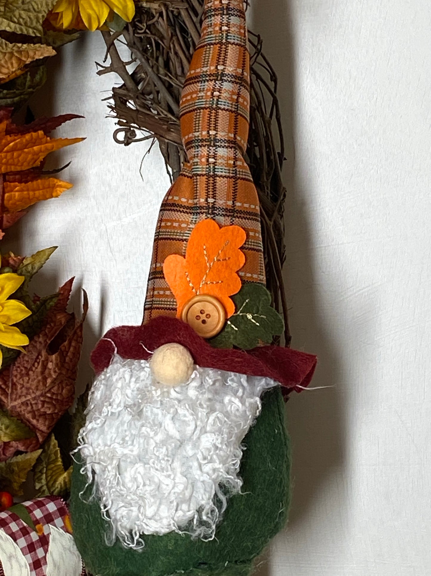 Gnome wreath , fall wreath