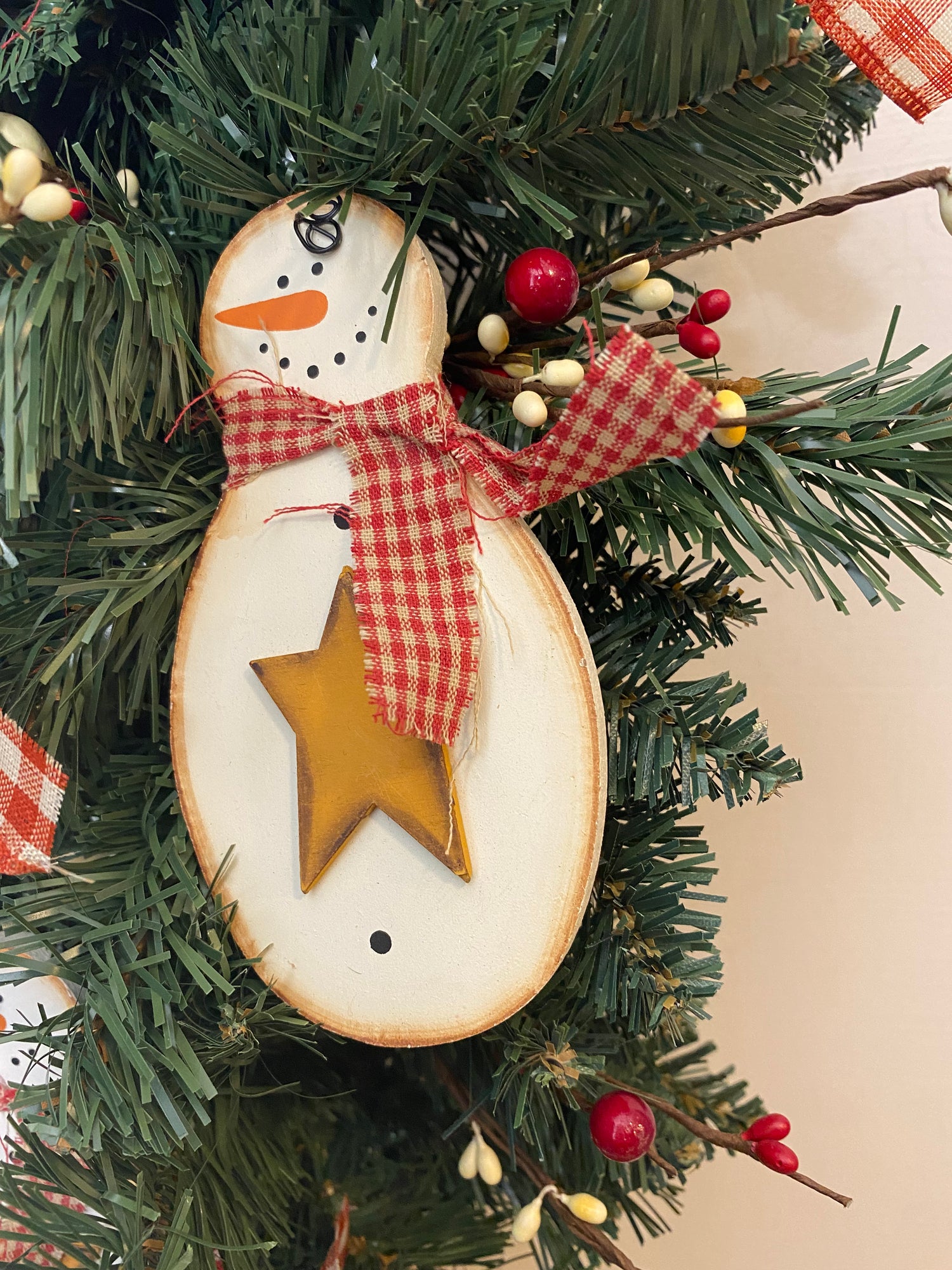 Primitive snowman teardrop swag , Snowman swag , Winter swag