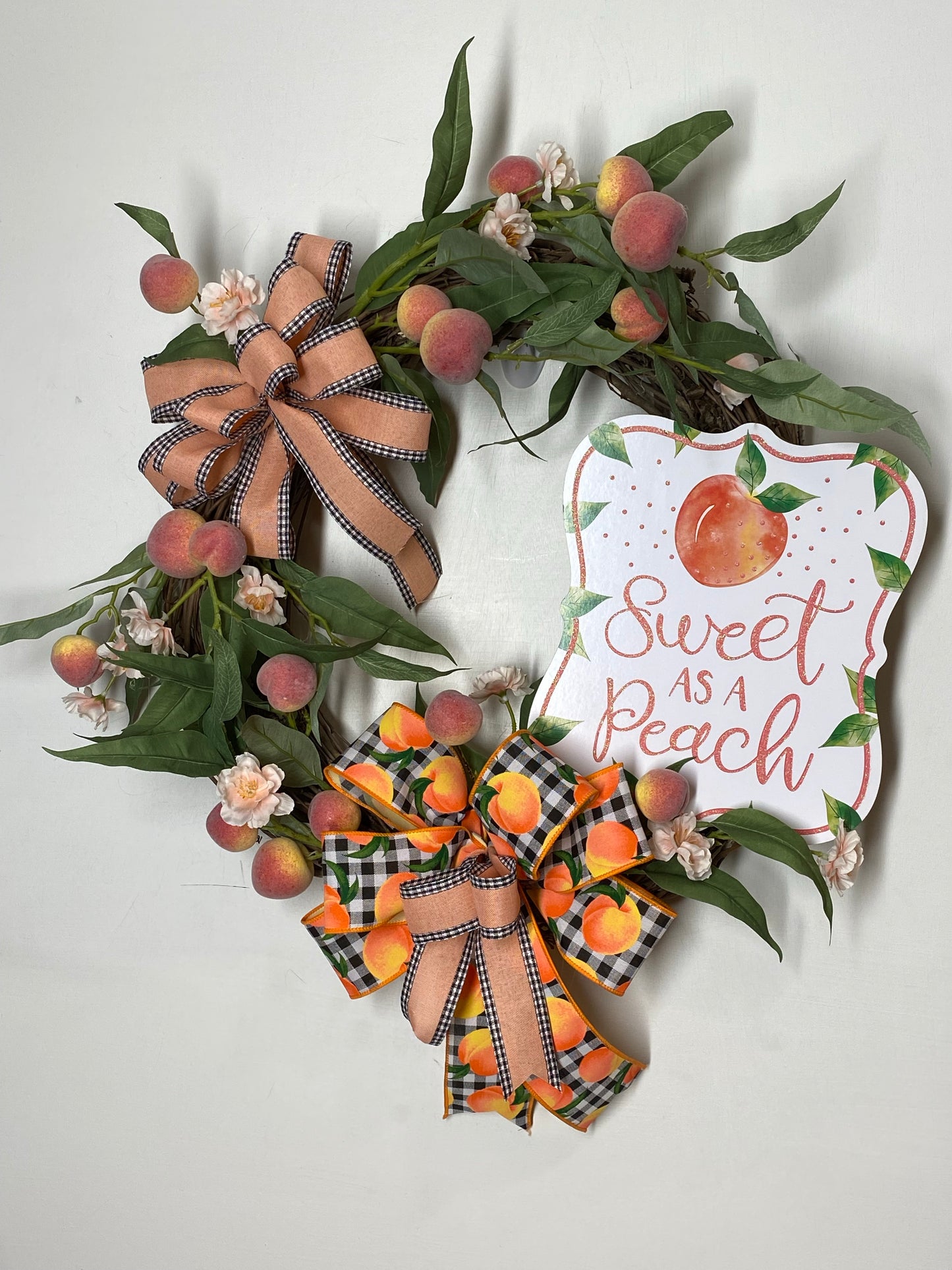 Peach grapevine wreath