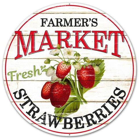 12" DIA Farmers market strawberries sign