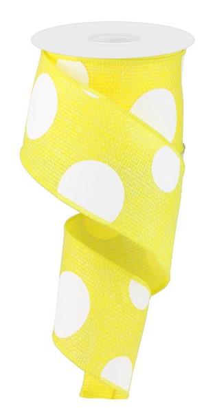 2.5" x 10 yd Giant Multi Dot yellow/white ribbon