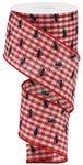 2.5"X 10 YD Picnic ants on gingham  red/wh/blk ribbon