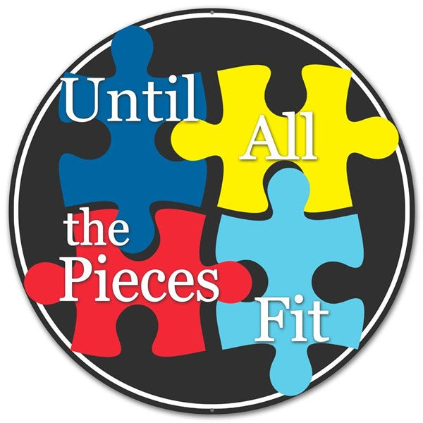 12"Dia Metal Autism Puzzle Pieces