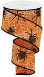 2.5"x 10 yd Spiders and Webs on Royal , Halloween ribbon