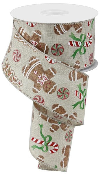 2.5"X 10 yd Gingerbread/Candy Cane