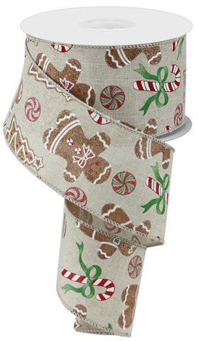 2.5"X 10 yd Gingerbread/Candy Cane