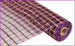21" X 10 yd Purple/Black/Orange Basket Weave Mesh