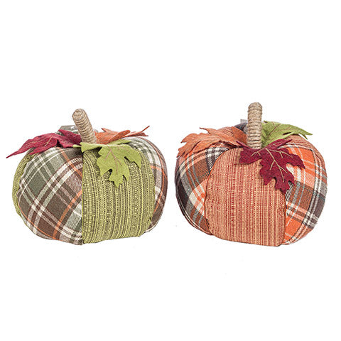 Fabric Plaid Pumpkins Assortment, 5 inches